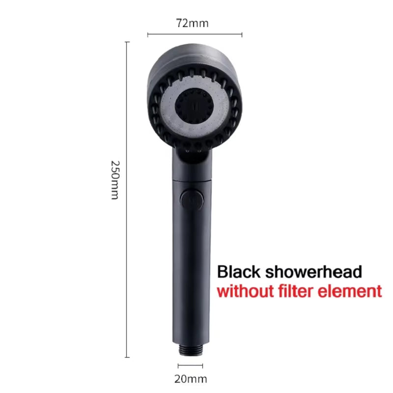 High Pressurised Filter Shower Head 3-mode Adjustable Spray with Massage Brush Rain Accessories