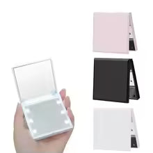 6 Led Makeup Mirror With Light Magnifying Small Pocket Portable Travel Pink Black White Foldable Cosmetics