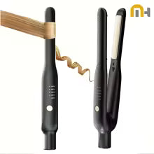 2-in-1 Mini Hair Straightener & Curler Ceramic Fast Heating Portable Flat Iron