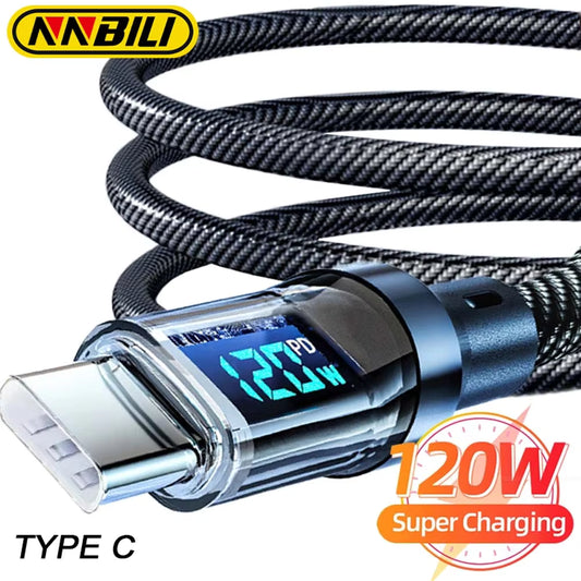 Super Fast Charging Cable with LED display screen iPhone Samsung
